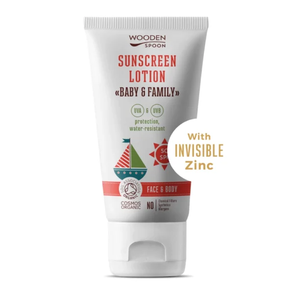 Био Слънцезащитен лосион “Baby&Family” SPF 50 Wooden Spoon 150 мл - Image 1