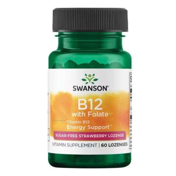 Swanson Витамин B12 с фолиева киселина – с вкус на ягода и без захар 60 Loz - Image 1