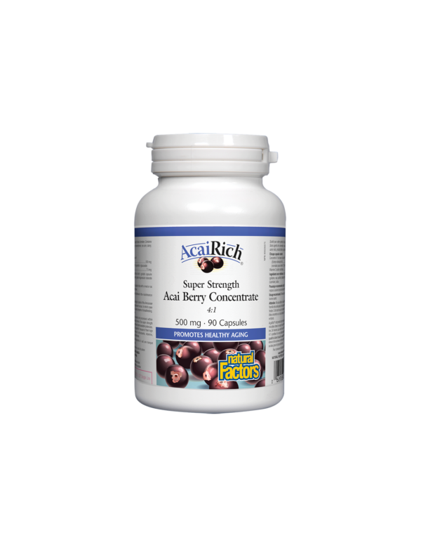AcaiRich® Acai Berry Concentrate 4:1/ Акай 500 mg x 90 капсули Natural Factors - Image 1