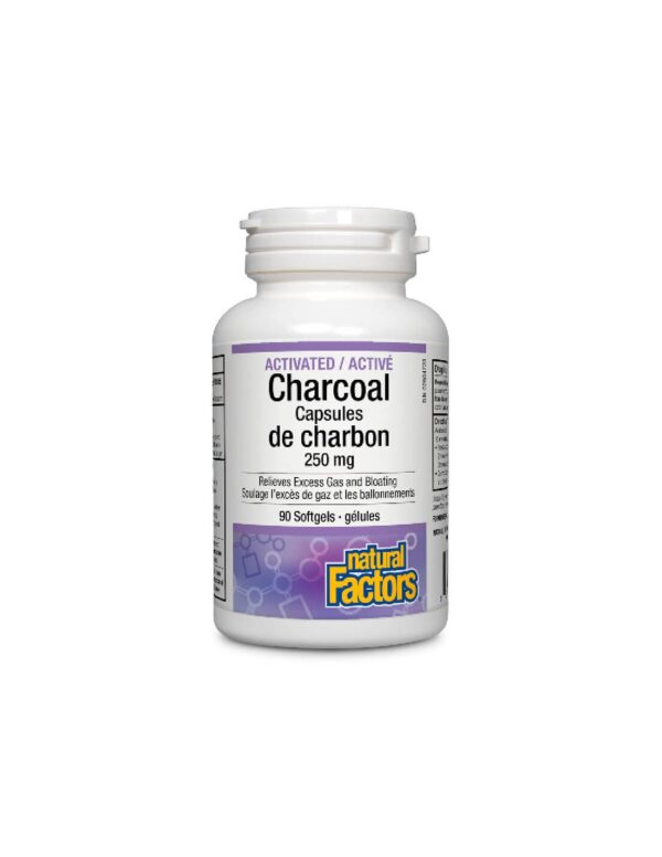Activated Charcoal / Активен въглен, 90 софтгел капсули Natural Factors - Image 1