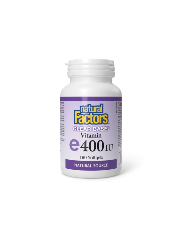 Антиоксидант - Витамин E Clear Base, 400 IU х 180 софтгел капсули Natural Factors - Image 1
