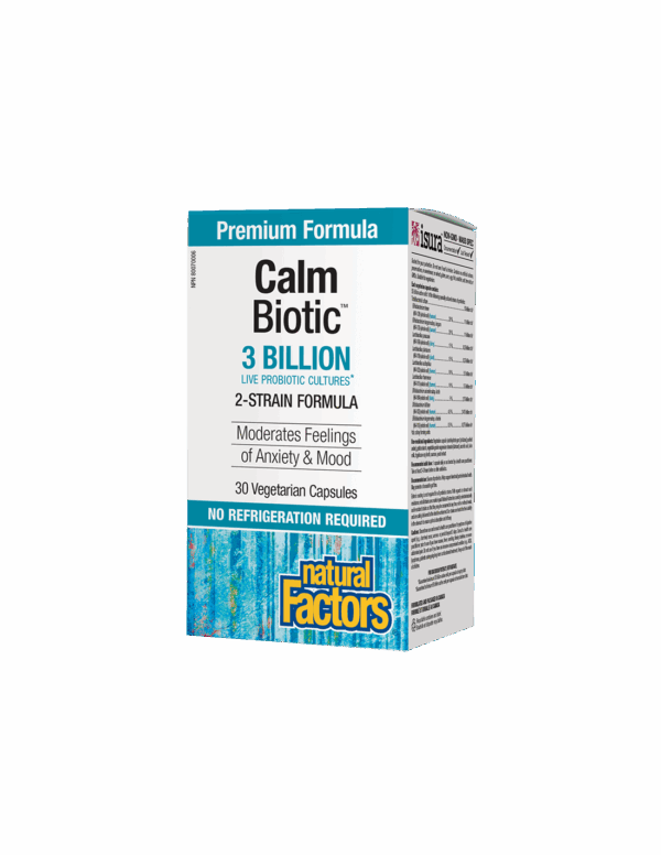 Calm Biotic® - Пробиотик срещу стрес и нервен стомах 3 млрд. активни пробиотици, 2 щама, 30 капсули Natural Factors - Image 1