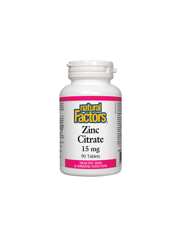 Zinc Citrate/ Цинк (цитрат) 15 mg x 90 таблетки Natural Factors - Image 1