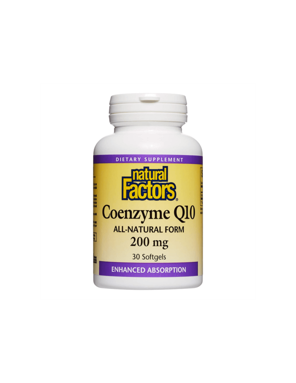 Coenzyme Q10 All-Natural Form - Коензим Q10 (Антиоксидант и кардиопротектор), 200 mg, 30 софтгел капсули Natural Factors - Image 1