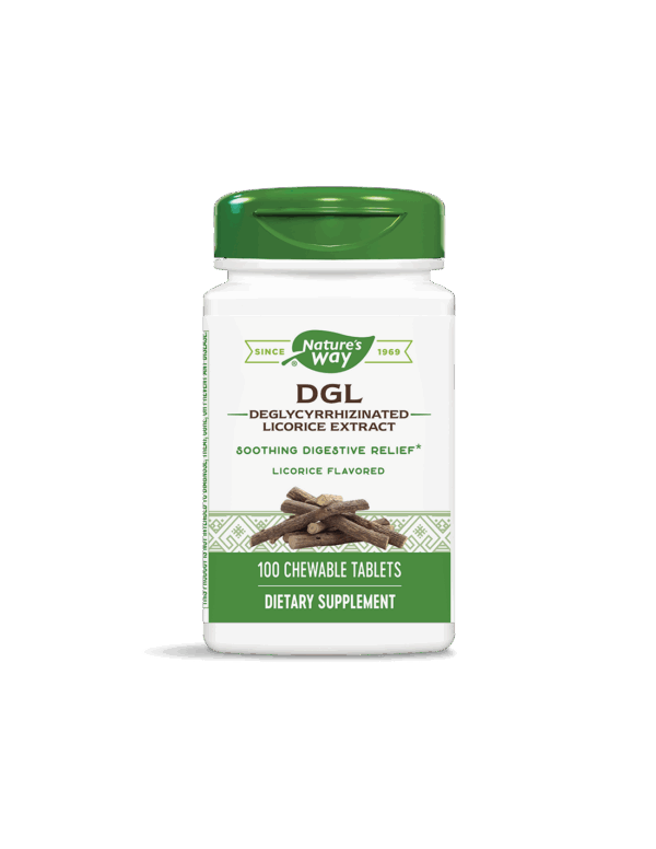 Natures Way DGL - Deglycyrrhizinated Licorice Extract/ ДиДжиЕл - Деглициризиран сладник / Женско биле х 100 дъвчащи таблетки - Image 1