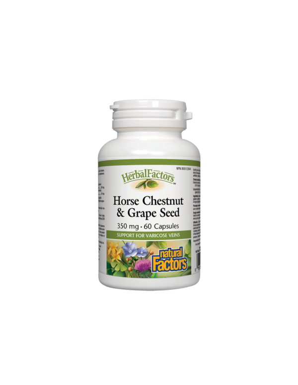 Horse Chestnut & Grape Seed - Див кестен и гроздово семе (мощен венотоник за здрави вени), 60 капсули Natural Factors - Image 1