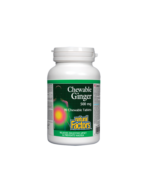 Ginger Chewable/ Джинджифил 500 mg х 90 дъвчащи таблетки Natural Factors - Image 1