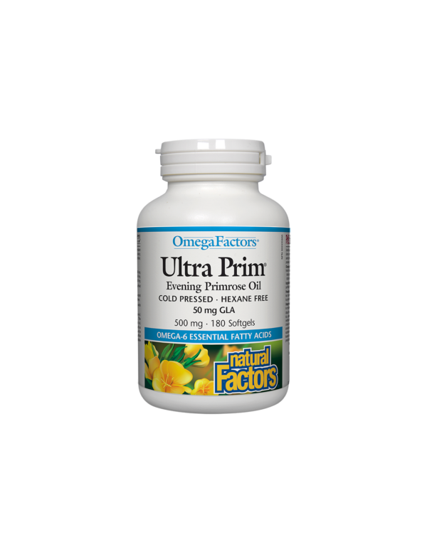 Ultra Prim® Evening Primrose Oil 50 mg GLA/ Вечерна иглика масло 500 mg х 180 софтгел капсули Natural Factors - Image 1
