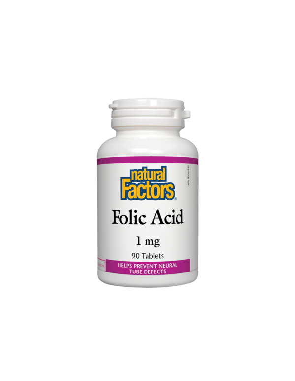Folic Acid/ Фолиева киселина 1 mg х 90 таблетки Natural Factors - Image 1