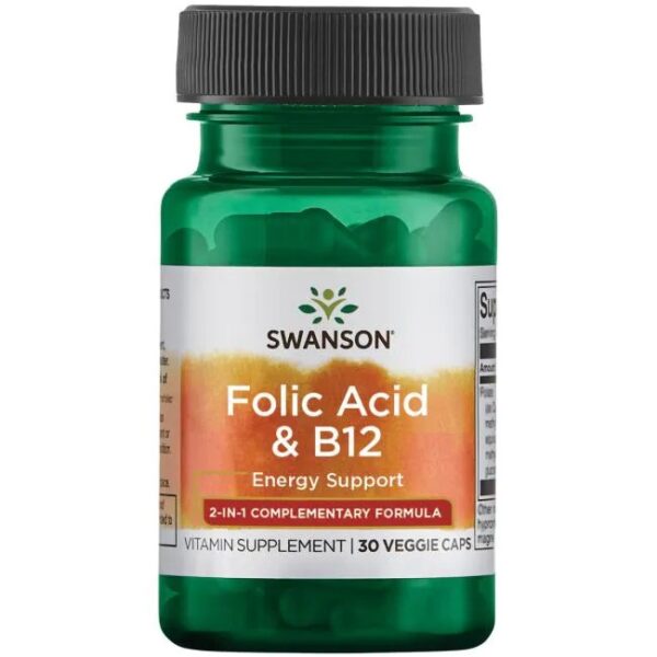 Swanson Фолиева киселина и B12 30 веге капсули - Image 1