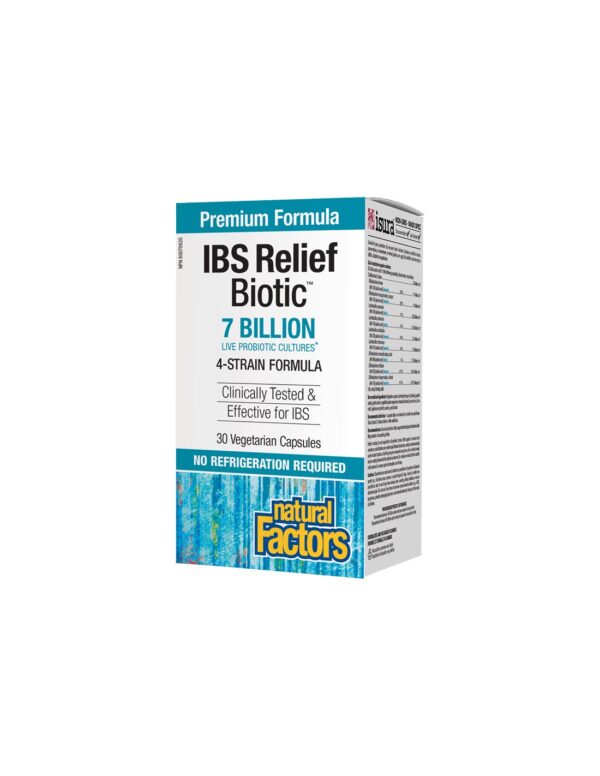 IBS Relief Biotic™ / Мултипробиотик 4 щама, 7 млрд. активни пробиотици x 30  капсули Natural Factors - Image 1