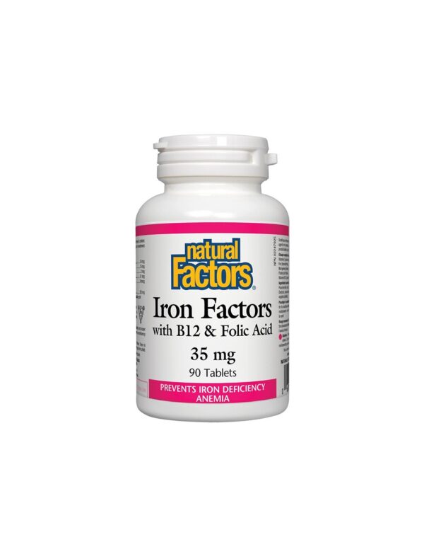 Iron Factors® - Желязо с витамин В12 и фолиева киселина, 90 таблетки Natural Factors - Image 1