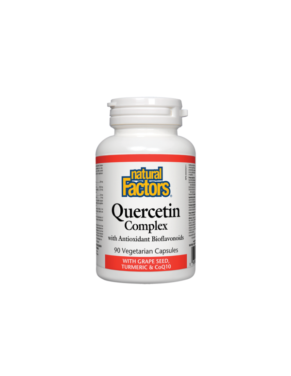 Quercetin Complex/ Кверцетин комплекс с Биофлавоноиди + гроздово семе, куркума и коензим Q10 х 90 капсули Natural Factors - Image 1