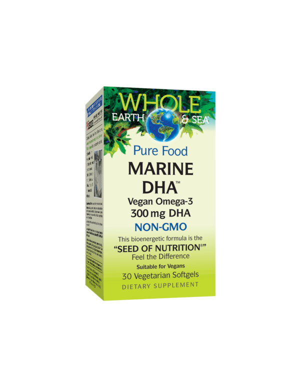 Marine DHA™ Vegan Omega-3 Whole Earth & Sea®/ Веган Омега-3 от микроводорасли 300 mg x 30 софтгел капсули Natural Factors - Image 1