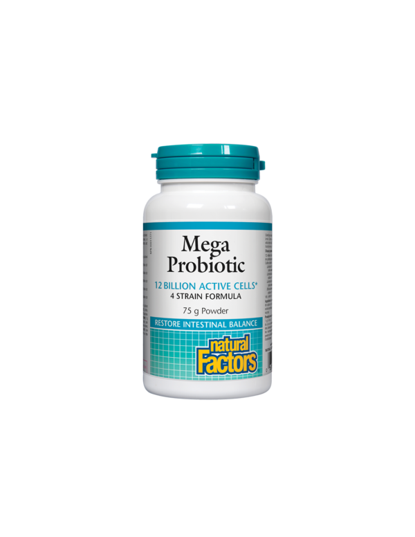 Mega Probiotic/ Мега пробиотик 4 щама, 12 млрд. активни пробиотици 75 g пудра х 75 дози Natural Factors - Image 1