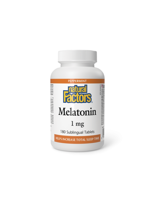 Мелатонин - Срещу безсъние, 1 mg х180 сублингвални таблетки Natural Factors - Image 1