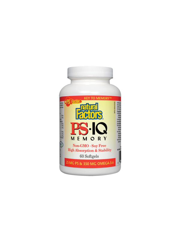 PS IQ Memory - Формула за памет и концентрация, 60 софтгел капсули Natural Factors - Image 1