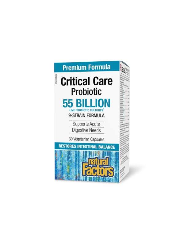 Пробиотик - Critical Care Probiotic, 55 млрд. активни пробиотици, 9 щама формула, 30 V-капсули Natural Factors - Image 1