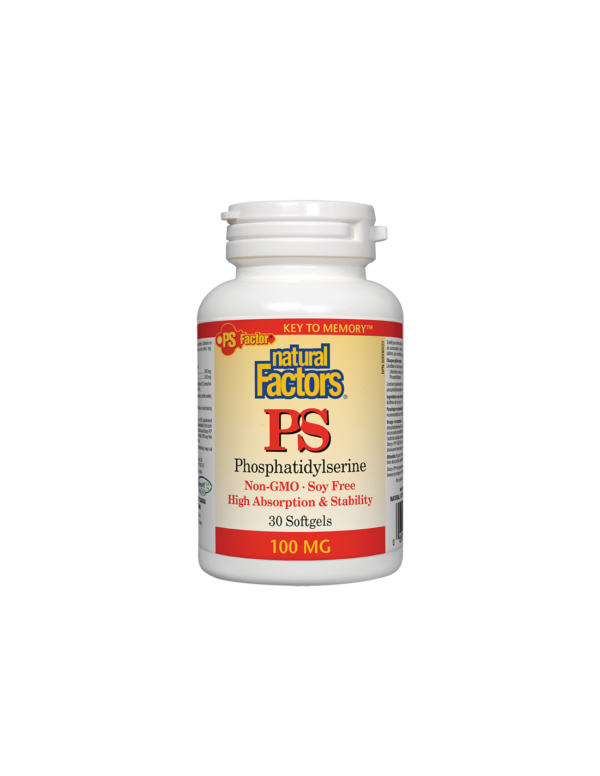PS Phosphatidylserine/ ФосфатидилСерин 100 mg х 30 софтгел капсули Natural Factors - Image 1
