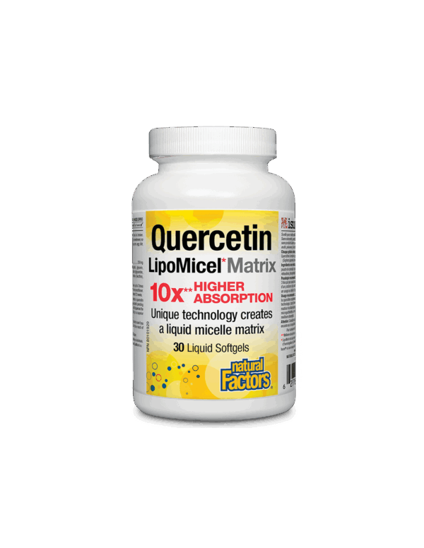 Quercetin LipoMicel Matrix 10 X Higher Absorption / Кверцетин, 250 mg, 30 софтгел капсули Natural Factors - Image 1