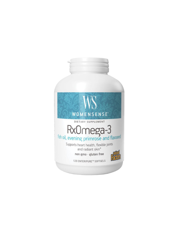 Рибено масло, вечерна иглика и ленено семе WomenSense Rx Omega-3 - Женско здраве, 120 софтгел капсули Natural Factors - Image 1