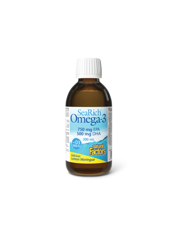 SeaRich Omega-3, 4500 mg (750 mg EPA 500 mg DHA) + витамин D3, 1000 IU, 200 ml Natural Factors - Image 1