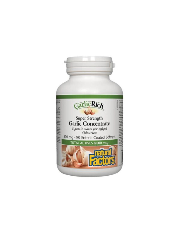 Super Strenght Garlic Concentrate, 90 стомашно устойчиви софтгел капсули Natural Factors - Image 1