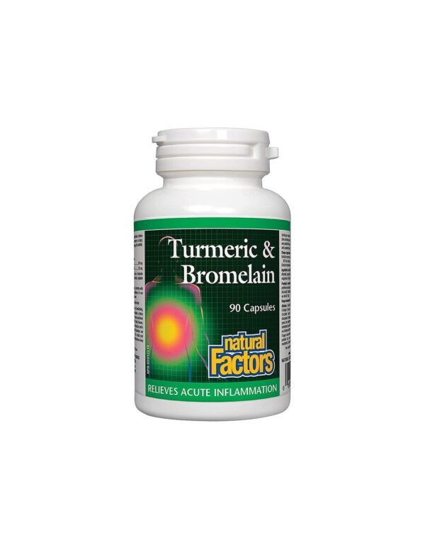 Turmeric & Bromelain - Куркума и Бромелаин, 90 капсули Natural Factors - Image 1