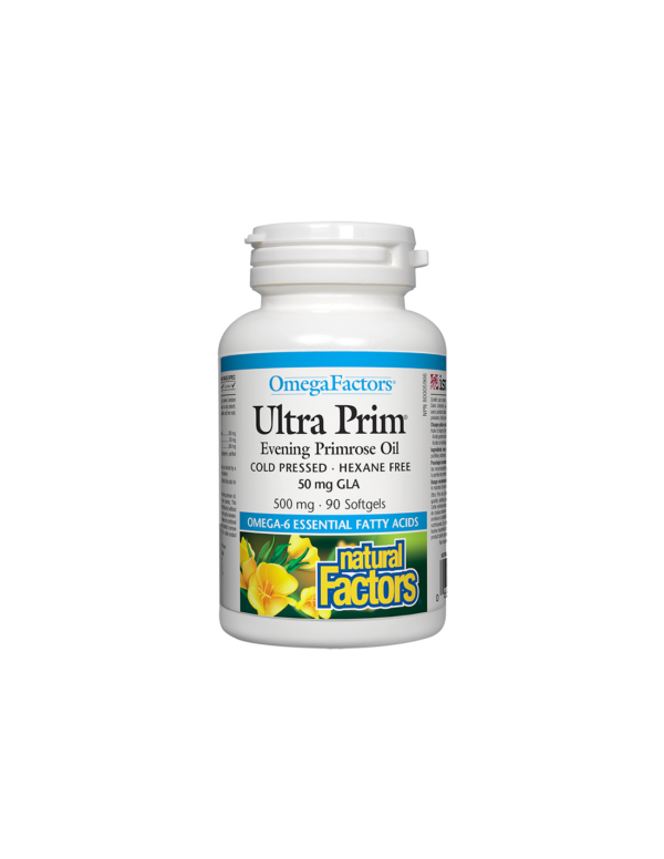 Ultra Prim® Evening Primrose Oil 50 mg GLA/ Вечерна иглика масло 500 mg х 90 софтгел капсули Natural Factors - Image 1