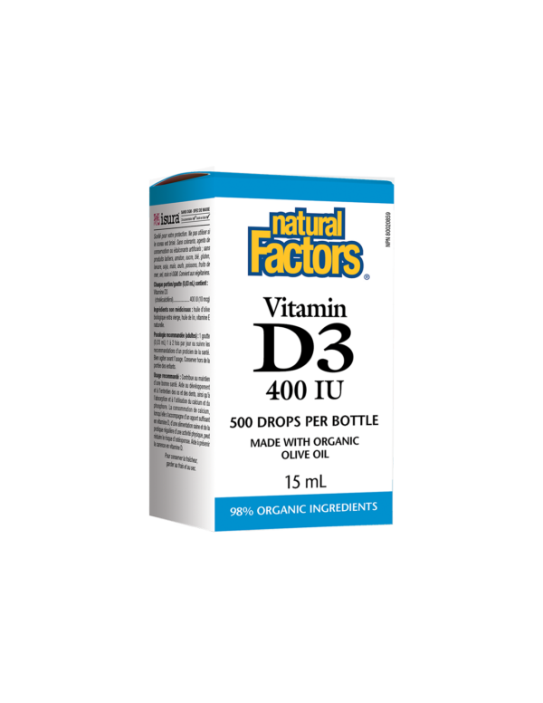 Vitamin D3/ Витамин D3 400 IU x 15 ml/ 500 дози Natural Factors - Image 1