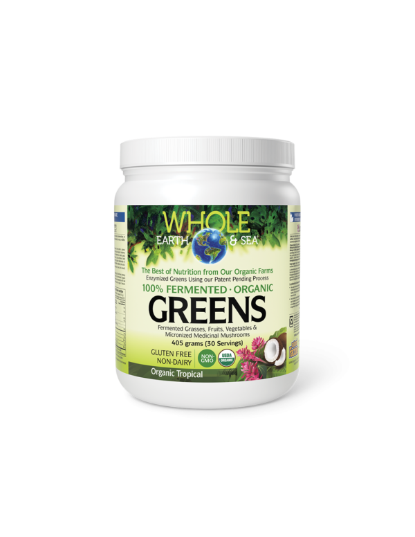 Whole Earth & Sea - 100% ферментирали органик растителни храни, с тропически вкус х 390 g пудра Natural Factors - Image 1