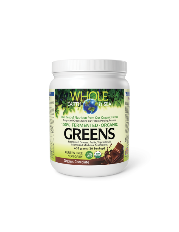 Whole Earth & Sea - 100% ферментирали органик растителни храни, с вкус на шоколад х 438 g пудра Natural Factors - Image 1