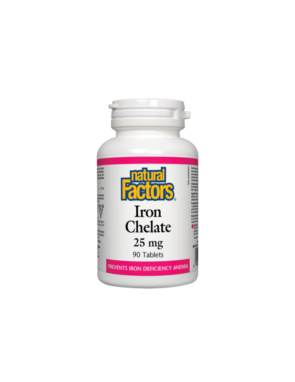 Iron Chelate/ Желязо (хелат) 25 mg x 90 таблетки Natural Factors - Image 1