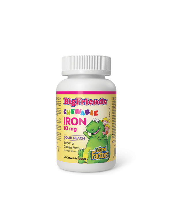 Желязо за деца - Big Friends®, 10 mg, 60 дъвчащи таблетки, с вкус на праскова Natural Factors - Image 1