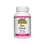 Zinc Citrate / Цинк (цитрат) 50 mg х 180 таблетки Natural Factors