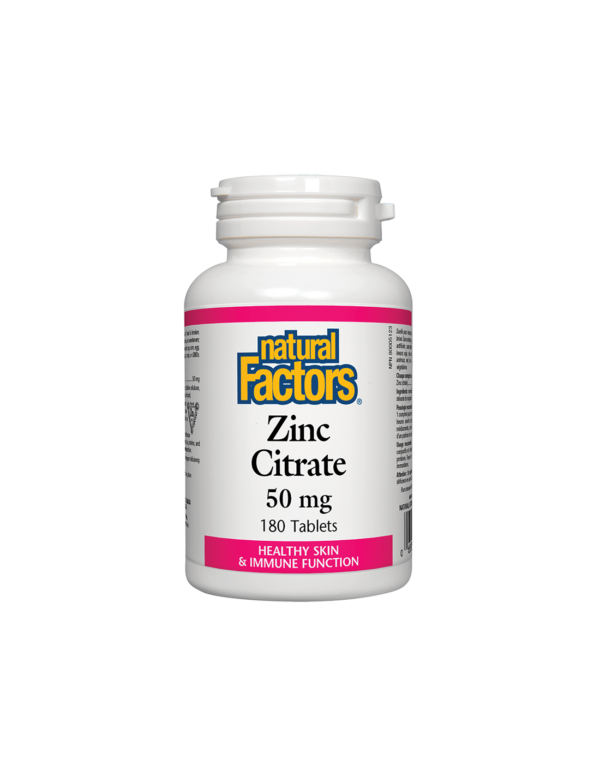 Zinc Citrate / Цинк (цитрат) 50 mg х 180 таблетки Natural Factors - Image 1
