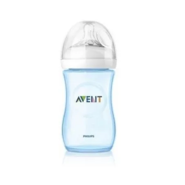 Avent Natural Шишe x260 мл в синьо и биберон с 2 дупки 1+ месеца - Image 1