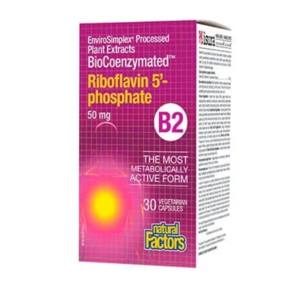 Riboflavin 5`-phosphate BioCoenzymated™/ Витамин В2 Рибофлавин-5-фосфат 50 mg, 30 капсули Natural Factors - Image 1