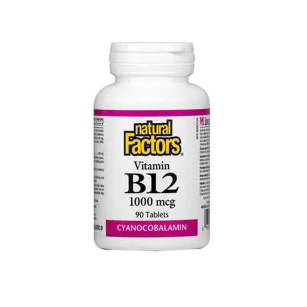 Vitamin B12/ Витамин В12 (цианокобаламин) 1000 mcg х 90 таблетки Natural Factors - Image 1